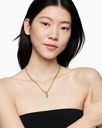 Tusk Amulet with Amazonite and 18K Yellow Gold, 42mm