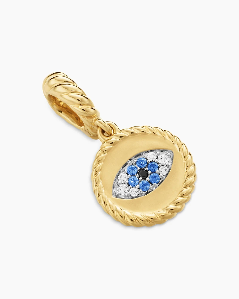 Evil Eye Amulet in 18K Yellow Gold with Pavé, 18.8mm