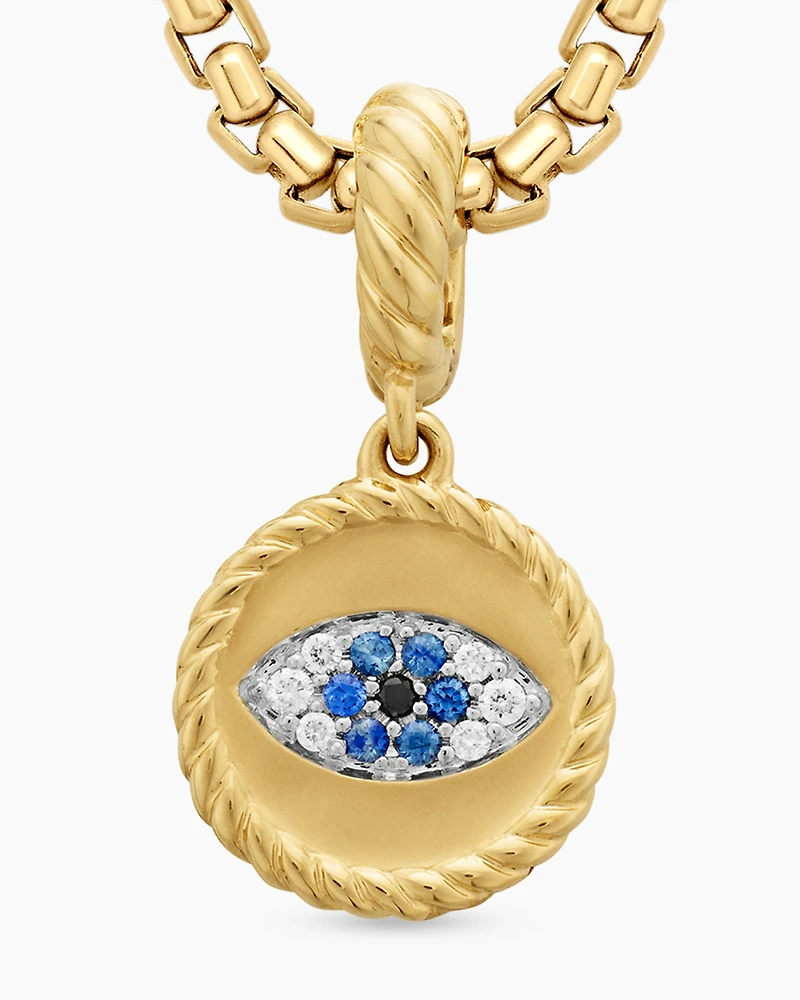 Evil Eye Amulet in 18K Yellow Gold with Pavé, 18.8mm