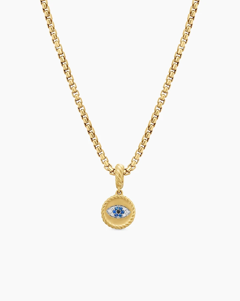 Evil Eye Amulet in 18K Yellow Gold with Pavé, 18.8mm