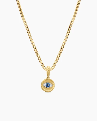 Evil Eye Amulet in 18K Yellow Gold with Pavé, 18.8mm
