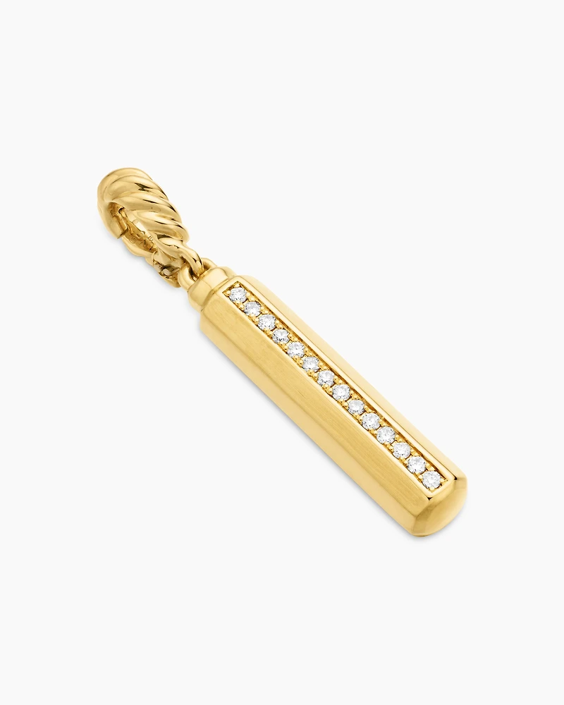 Barrel Amulet in 18K Yellow Gold with Diamonds, 27mm