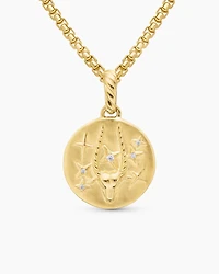 Capricorn Amulet in 18K Yellow Gold with Diamonds, 28.7mm