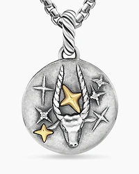 Capricorn Amulet in 18K Yellow Gold with Diamonds, 28.7mm