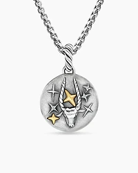 Capricorn Amulet in 18K Yellow Gold with Diamonds, 28.7mm