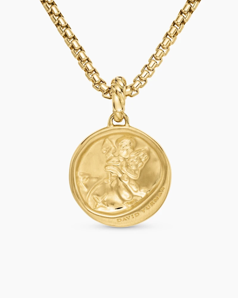 Aquarius Amulet in 18K Yellow Gold with Diamonds, 28.7mm