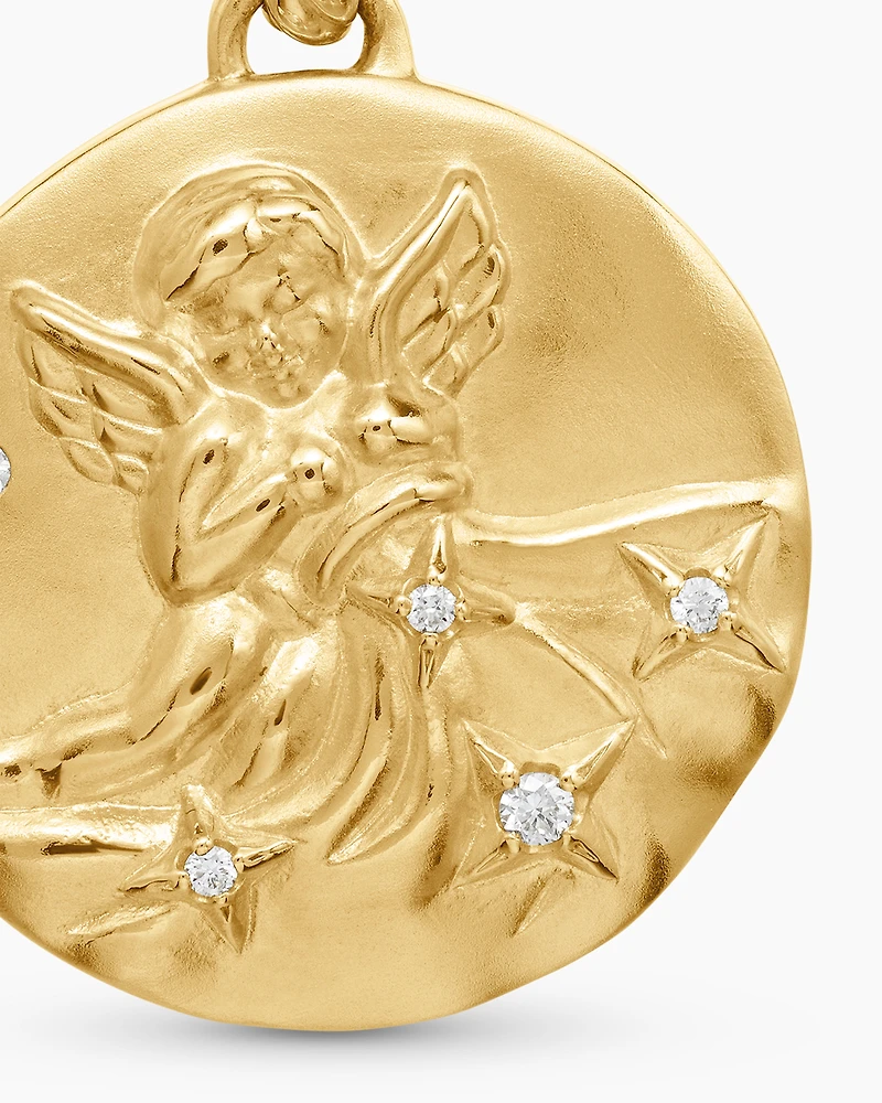 Aquarius Amulet in 18K Yellow Gold with Diamonds, 28.7mm