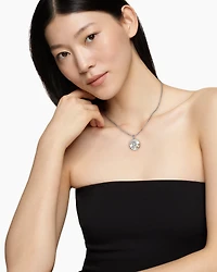 Aquarius Amulet in Sterling Silver with 18K Yellow Gold and Diamonds, 19mm