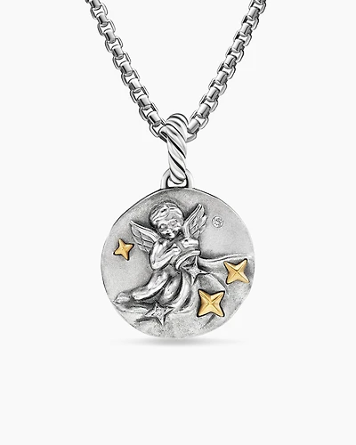 Aquarius Amulet in 18K Yellow Gold with Diamonds, 28.7mm