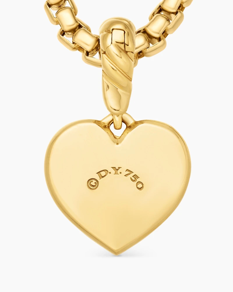 Compass Heart Amulet in 18K Yellow Gold with Center Diamond, 11.3mm