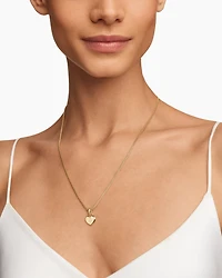 Compass Heart Amulet in 18K Yellow Gold with Center Diamond, 11.3mm