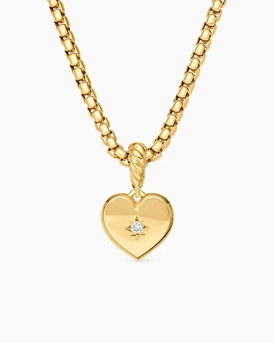 Compass Heart Amulet in 18K Yellow Gold with Diamond, 18.8mm