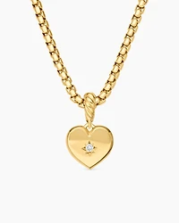 Compass Heart Amulet in 18K Yellow Gold with Center Diamond, 11.3mm