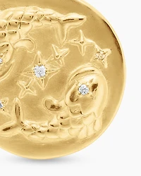 Pisces Amulet in 18K Yellow Gold with Diamonds, 28.7mm
