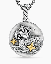Aries Amulet in 18K Yellow Gold with Diamonds, 28.7mm