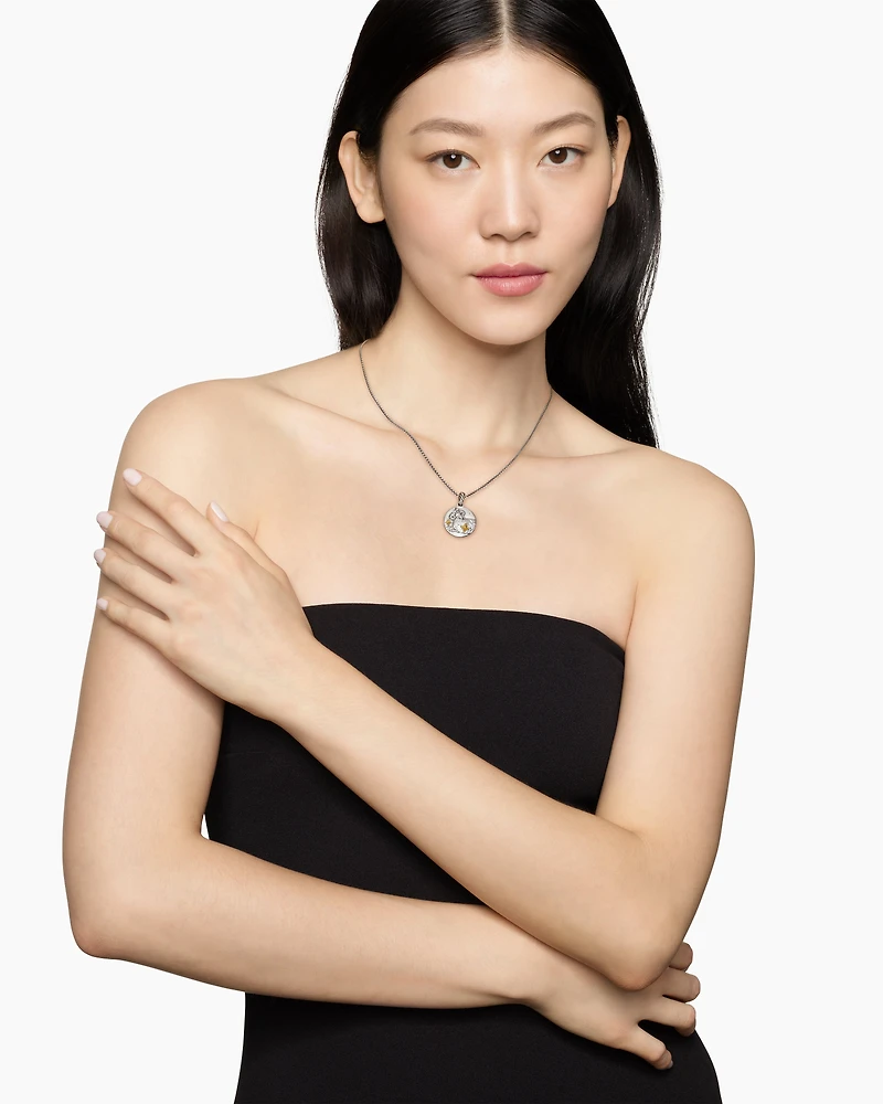 Aries Amulet in 18K Yellow Gold with Diamonds, 28.7mm