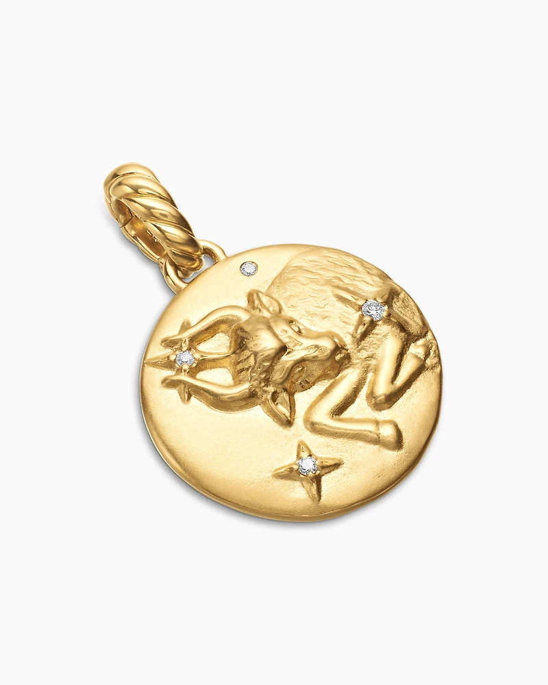 Taurus Amulet in 18K Yellow Gold with Diamonds, 28.7mm