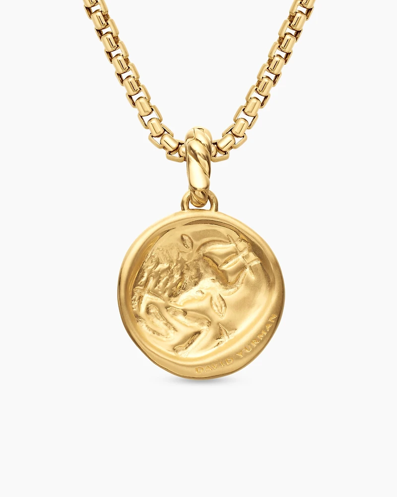 Taurus Amulet in 18K Yellow Gold with Diamonds, 28.7mm
