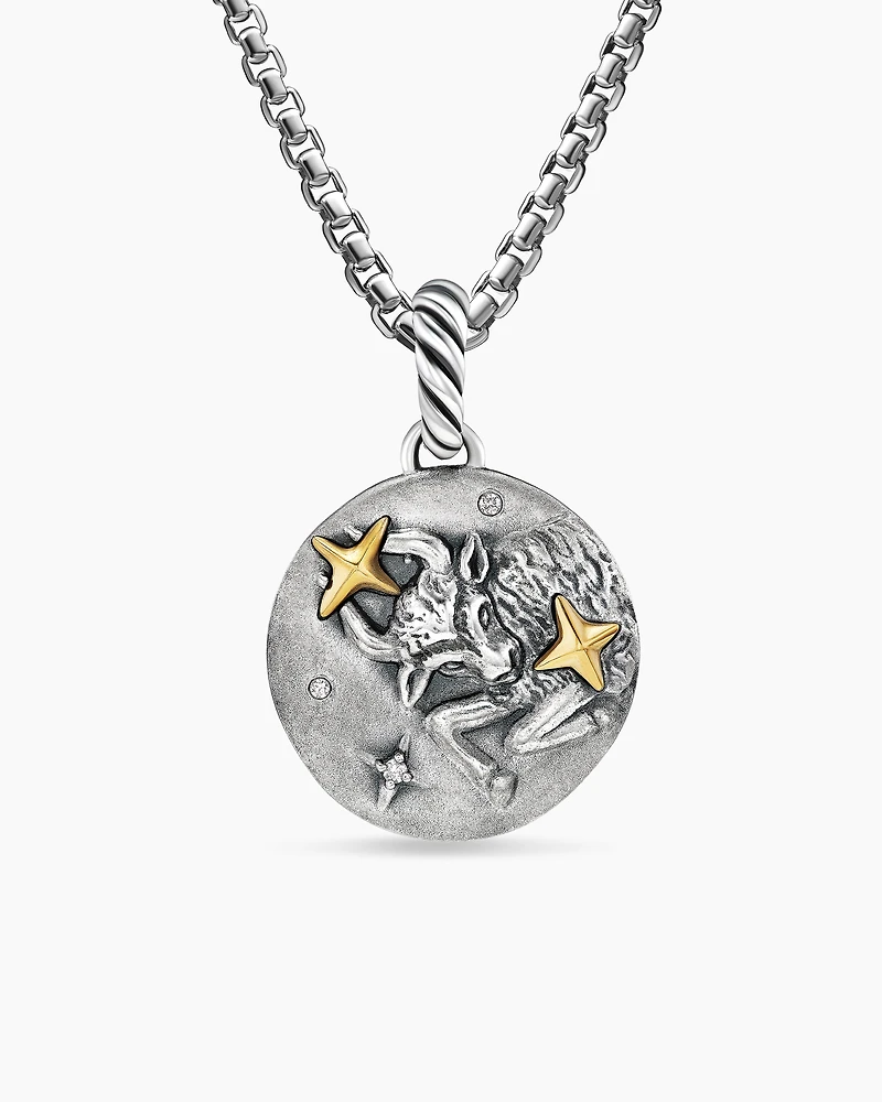 Taurus Amulet in 18K Yellow Gold with Diamonds, 28.7mm
