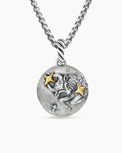 Taurus Amulet in 18K Yellow Gold with Diamonds, 28.7mm