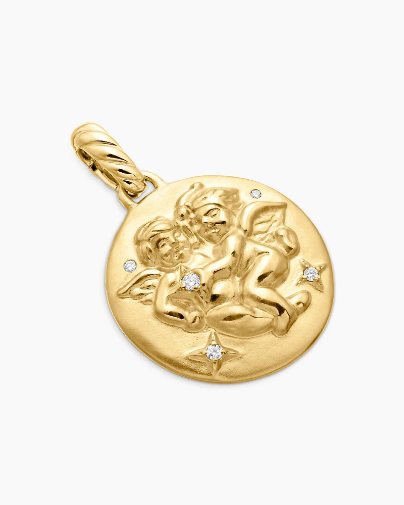Gemini Amulet in 18K Yellow Gold with Diamonds, 28.7mm