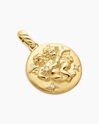 Gemini Amulet in 18K Yellow Gold with Diamonds, 28.7mm
