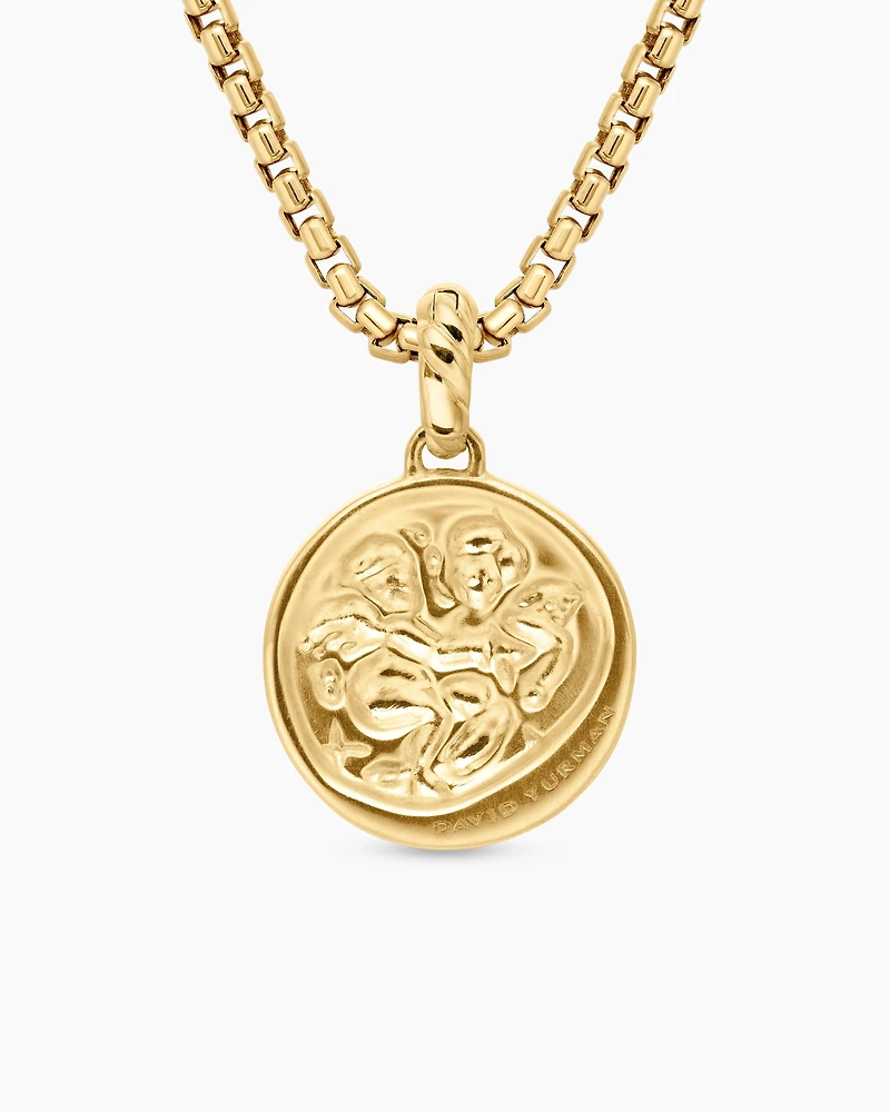 Gemini Amulet in 18K Yellow Gold with Diamonds, 28.7mm