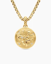 Gemini Amulet in 18K Yellow Gold with Diamonds, 28.7mm