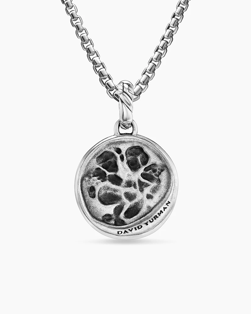 Gemini Amulet in Sterling Silver with 18K Yellow Gold and Diamonds, 19mm