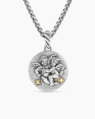 Gemini Amulet in 18K Yellow Gold with Diamonds, 28.7mm