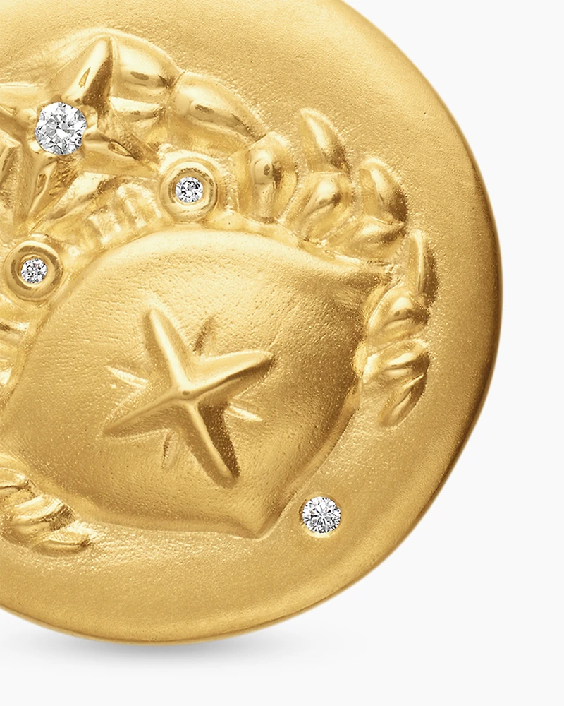 Cancer Amulet in 18K Yellow Gold with Diamonds, 28.7mm