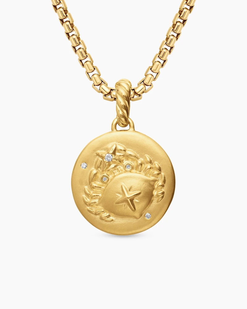 Cancer Amulet in 18K Yellow Gold with Diamonds, 28.7mm