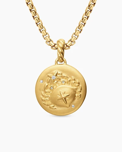 Cancer Amulet in 18K Yellow Gold with Diamonds, 28.7mm