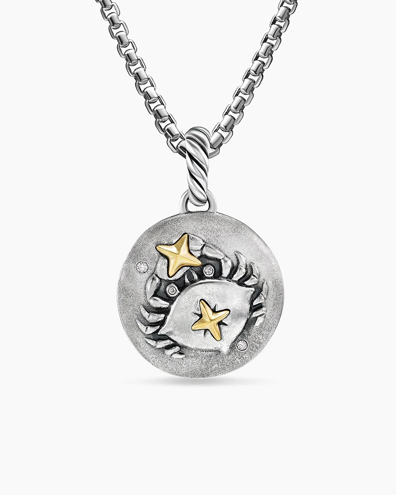 Cancer Amulet in 18K Yellow Gold with Diamonds, 28.7mm