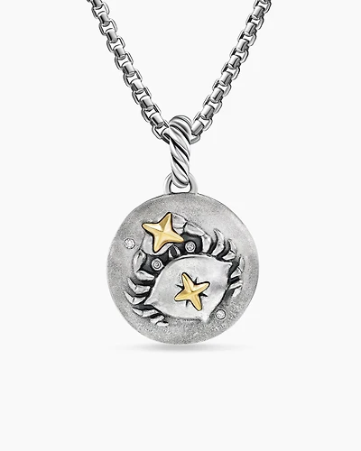 Cancer Amulet in 18K Yellow Gold with Diamonds, 28.7mm