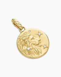 Leo Amulet in 18K Yellow Gold with Diamonds, 28.7mm