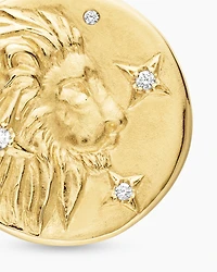 Leo Amulet in 18K Yellow Gold with Diamonds, 28.7mm