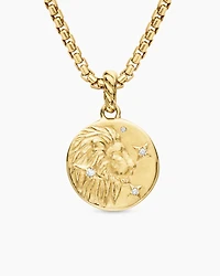 Leo Amulet in 18K Yellow Gold with Diamonds, 28.7mm