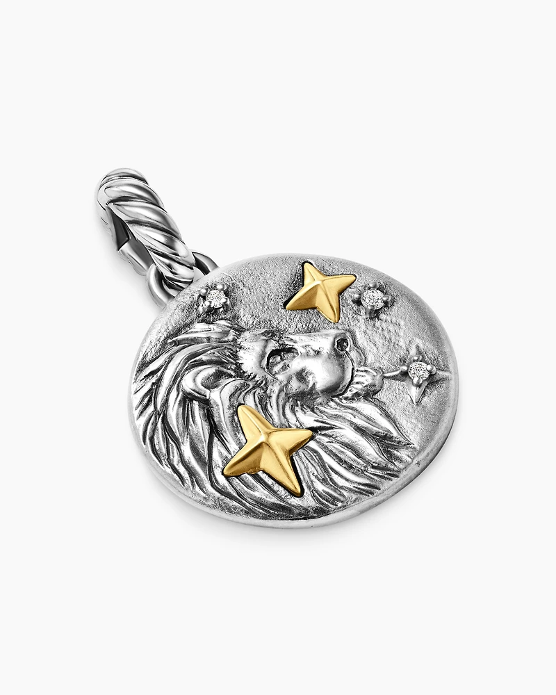 Leo Amulet in 18K Yellow Gold with Diamonds, 28.7mm