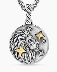 Leo Amulet in 18K Yellow Gold with Diamonds, 28.7mm