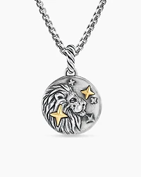 Leo Amulet in 18K Yellow Gold with Diamonds, 28.7mm
