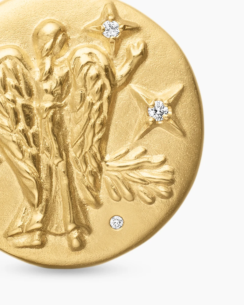 Virgo Amulet in 18K Yellow Gold with Diamonds, 28.7mm