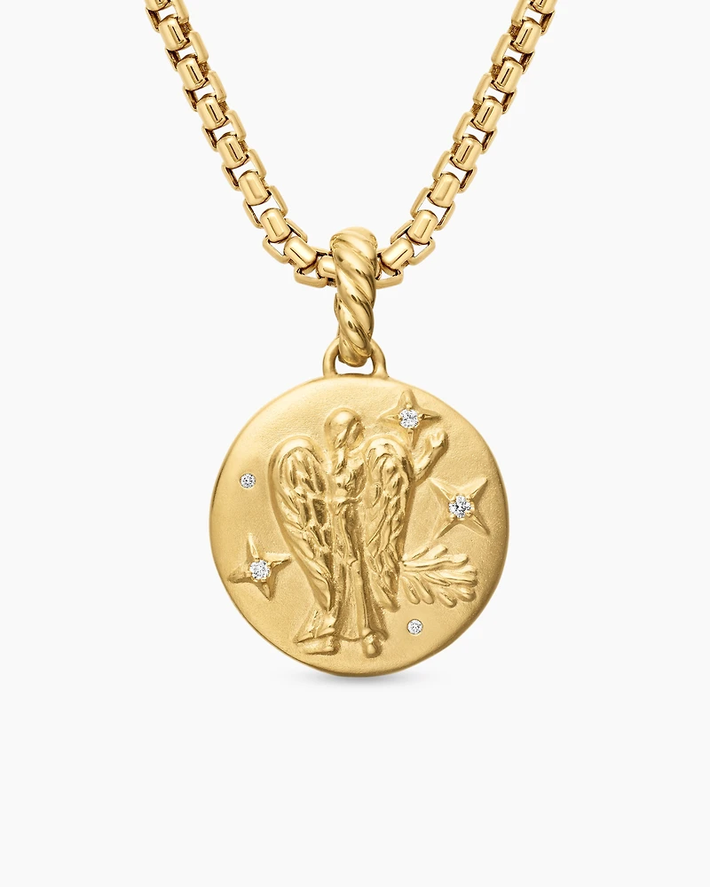 Virgo Amulet in 18K Yellow Gold with Diamonds, 28.7mm