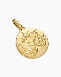 Libra Amulet in 18K Yellow Gold with Diamonds, 28.7mm