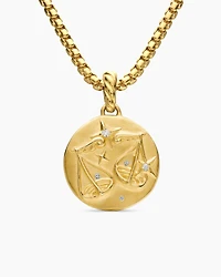 Libra Amulet in 18K Yellow Gold with Diamonds, 28.7mm