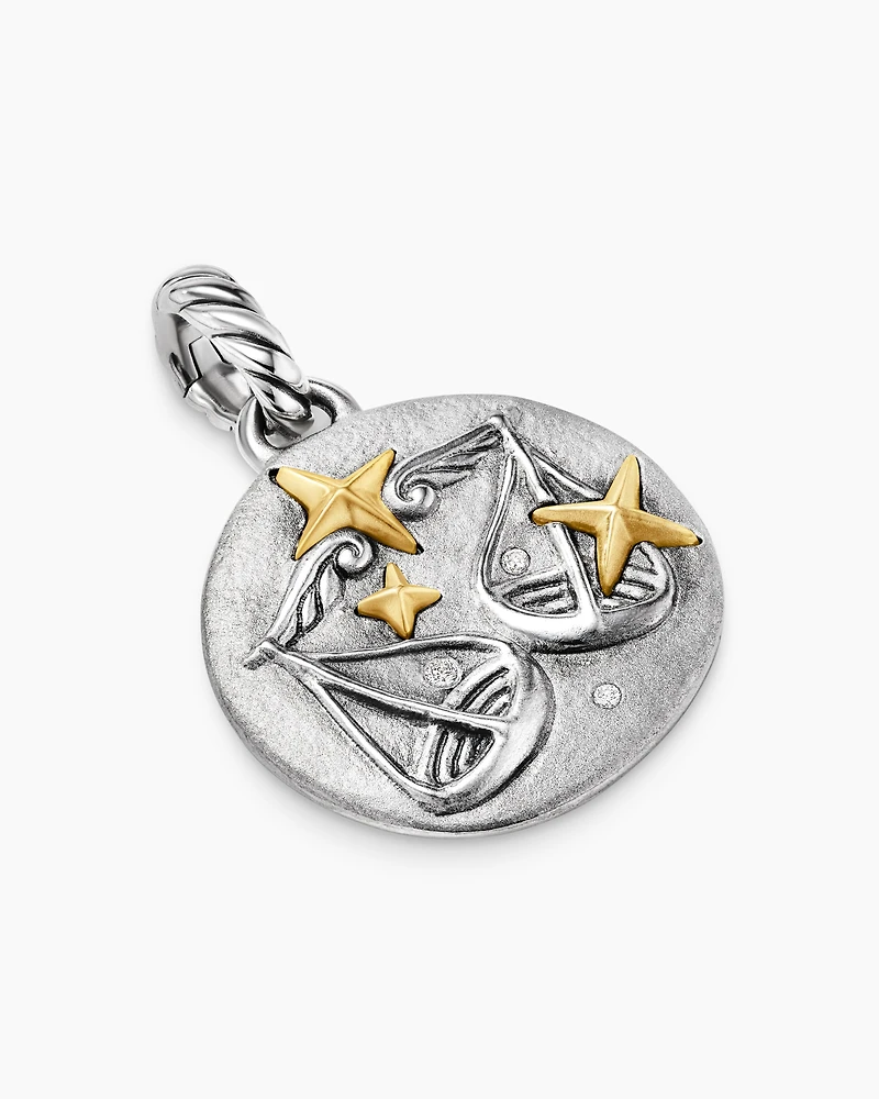 Libra Amulet in 18K Yellow Gold with Diamonds, 28.7mm