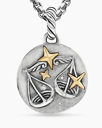 Libra Amulet in 18K Yellow Gold with Diamonds, 28.7mm