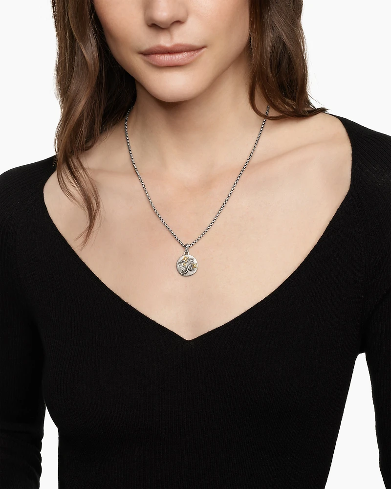 Libra Amulet in 18K Yellow Gold with Diamonds, 28.7mm