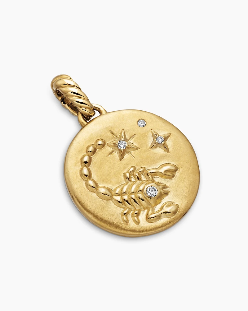 Scorpio Amulet in 18K Yellow Gold with Diamonds, 28.7mm