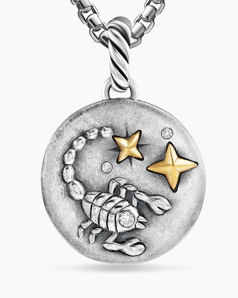 Scorpio Amulet in 18K Yellow Gold with Diamonds, 28.7mm